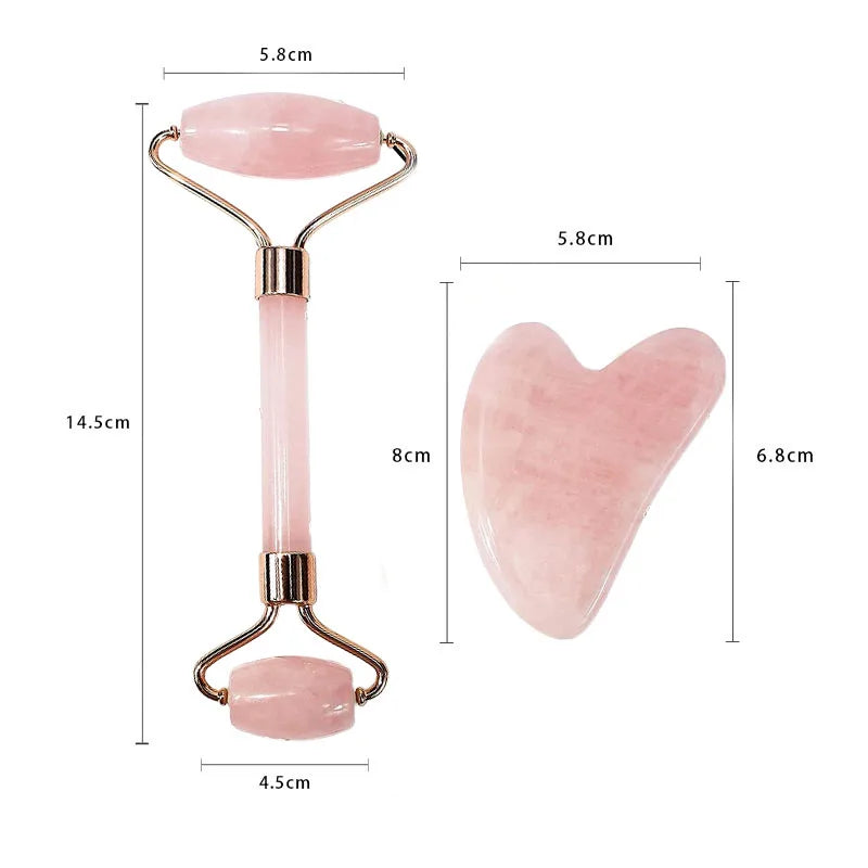 Gua Sha & Face Roller Duo | Natural Facial Massage Stone Set