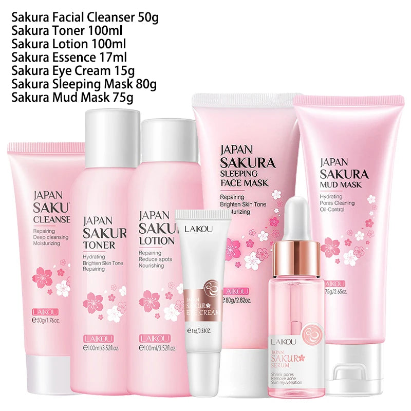 Sakura Skincare Kit | 9-in-1 Korean Facial Set for Glowing Skin