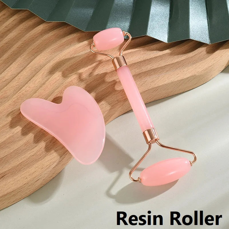 Gua Sha & Face Roller Duo | Natural Facial Massage Stone Set