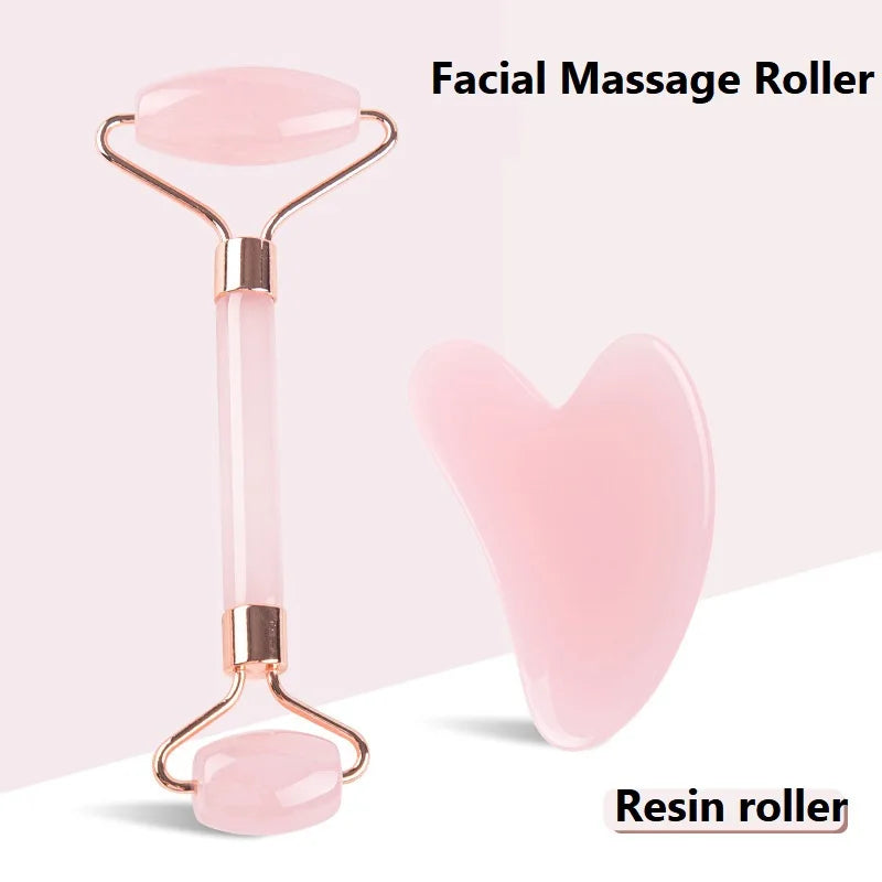 Gua Sha & Face Roller Duo | Natural Facial Massage Stone Set